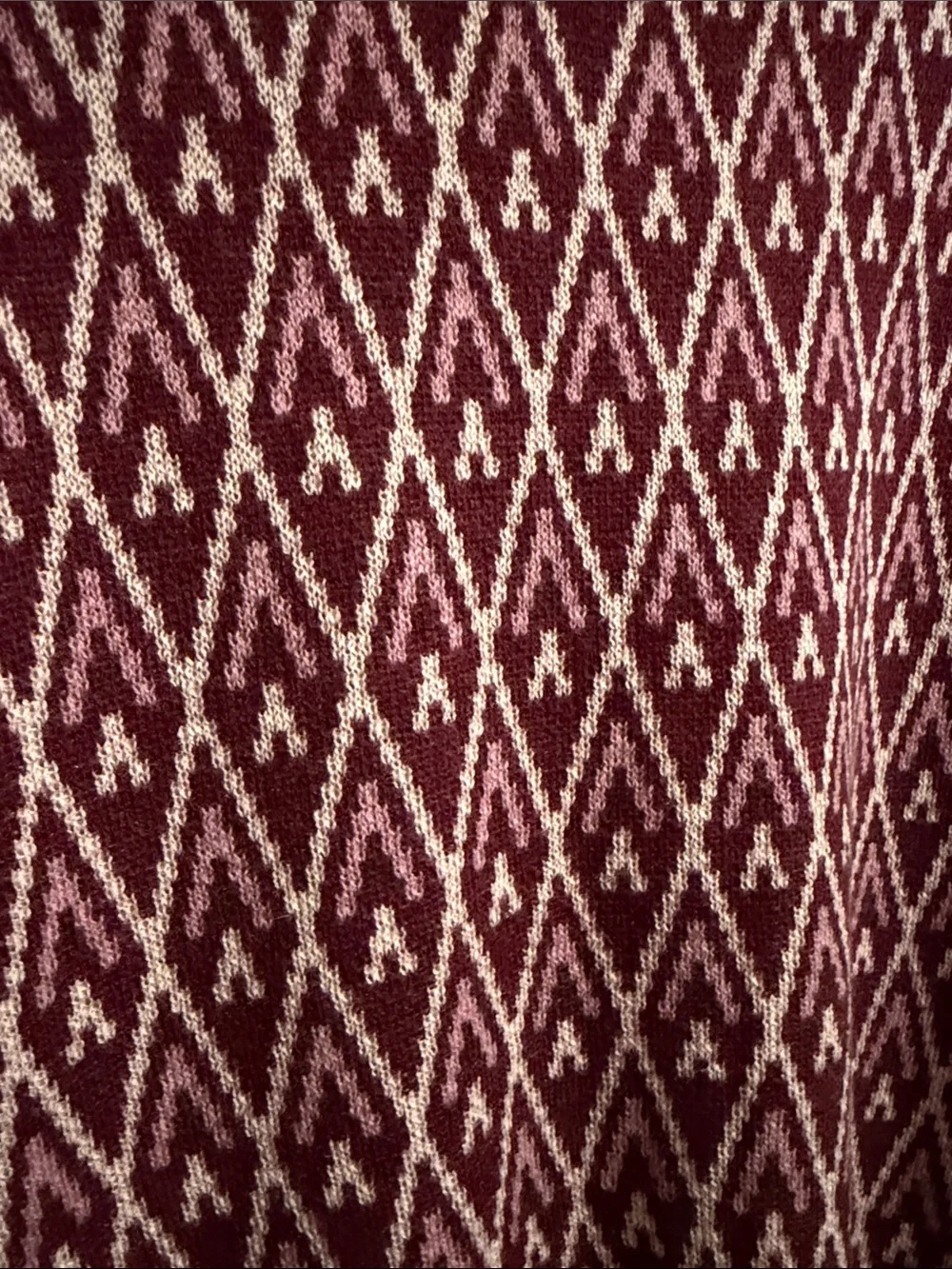 Hem & Thread Plum and Cream Diamond-Pattern Cardigan - Picture 5 of 6